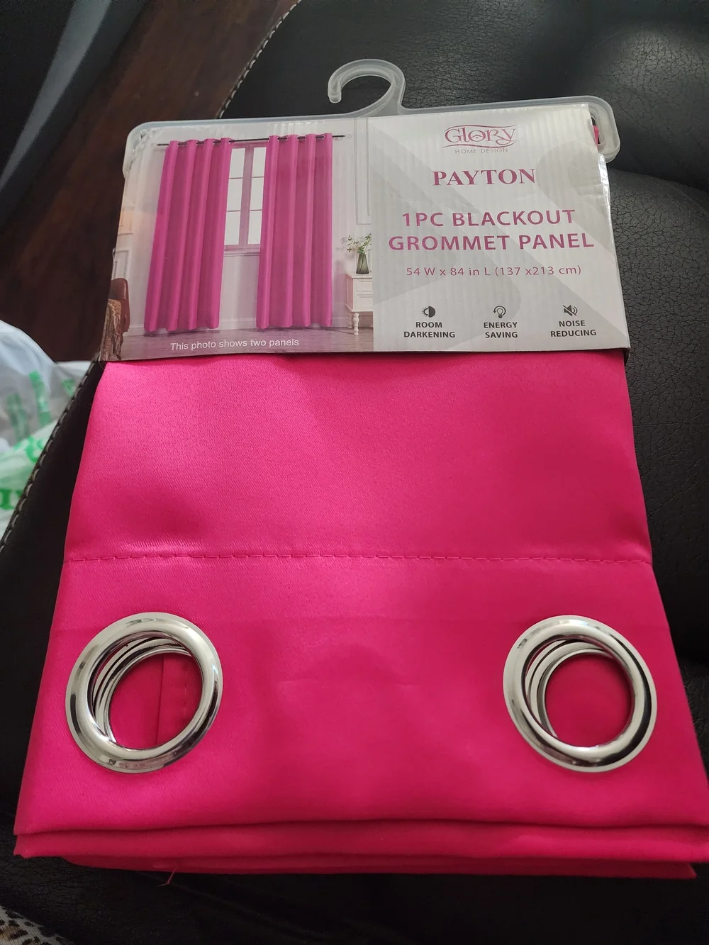2 Pieces Blackout Grommet Curtain Panel in Fuchsia 54x84